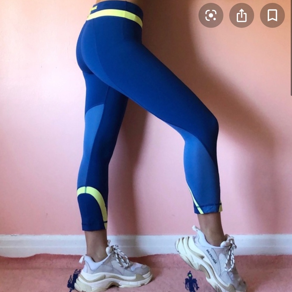 Lululemon Tricolor Blue Green Neon Leggings SZ 4